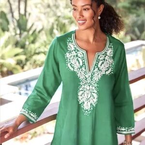 Green Embroidered Women's Top